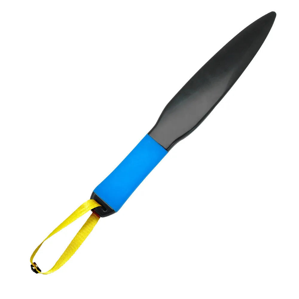 Blue handled nylon dog break stick for training, 35 cm long.