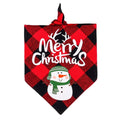 Red and black plaid Christmas pet towel on a dog, pure cotton scarf bib