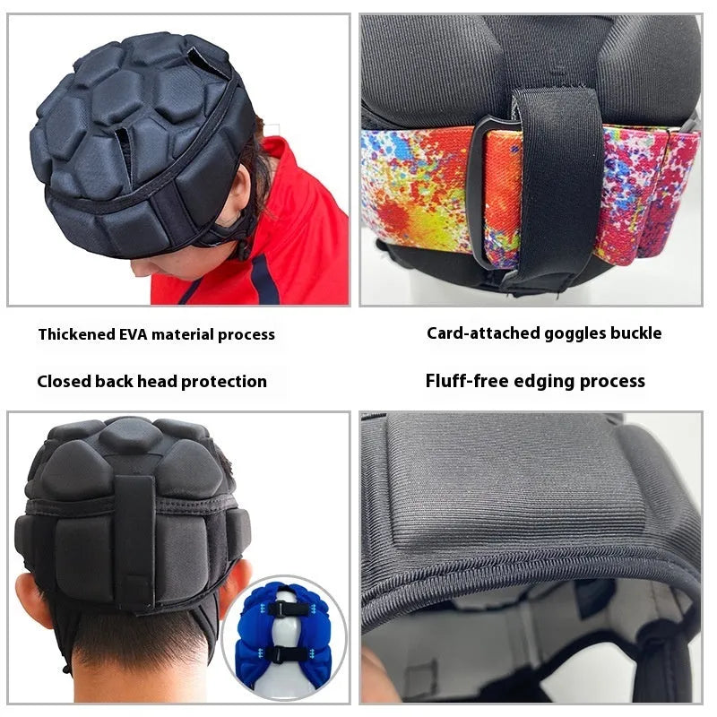 Outdoor sports safety helmet in EVA material for skating football rugby skiing – black soft helmet style