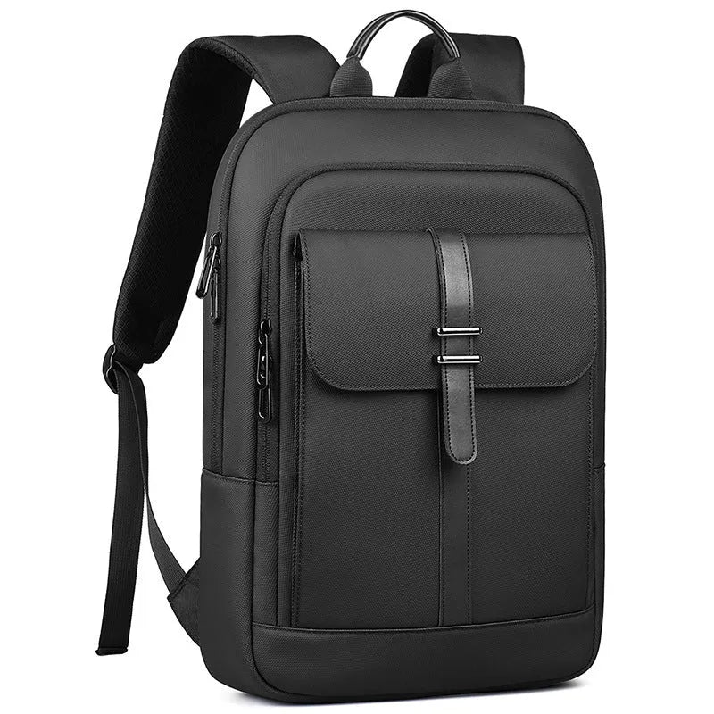 Black Oxford cloth business backpack with polyester lining for daily commuting