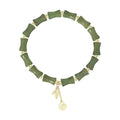 Chinese bamboo design jade bracelet and necklace set with green jade accents on alloy framework