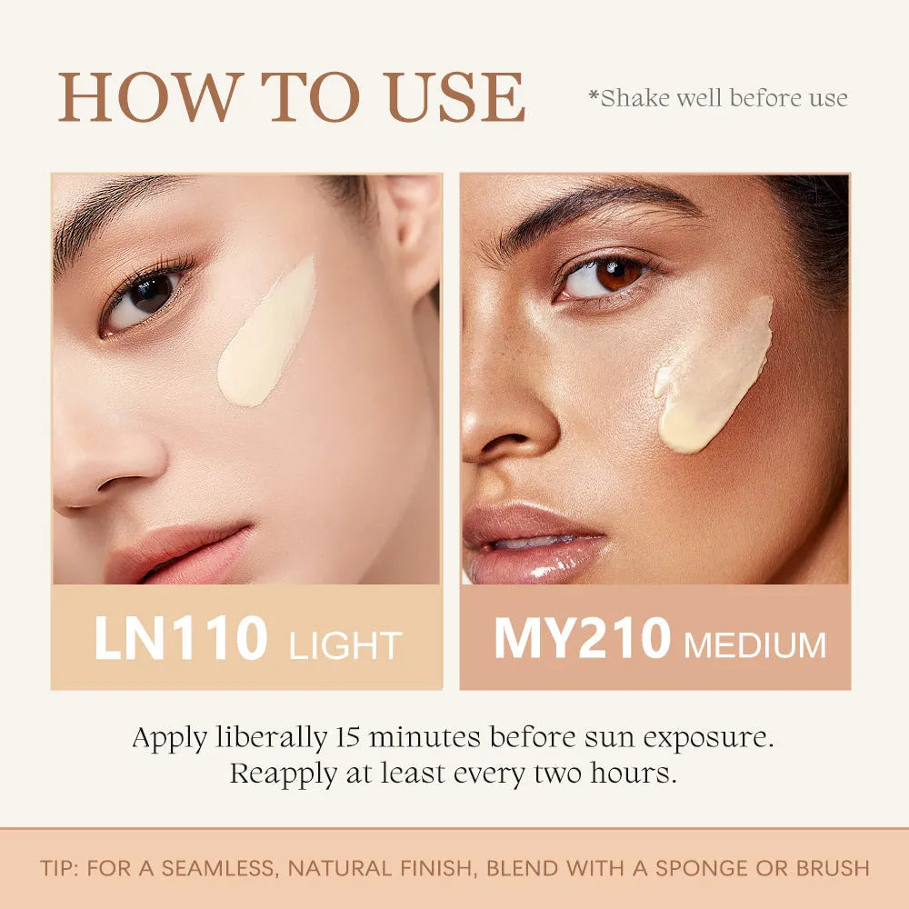 50ml colored protective cream moisturizing concealer foundation in LN110 Light and MY210 Medium shades