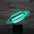 Nine planets 3D acrylic small night light with touch switch and remote control showing seven colour options on a black base
