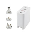 Black 48W USB-C wall charger with four Type-C ports and a UK 3-pin plug on a white background.