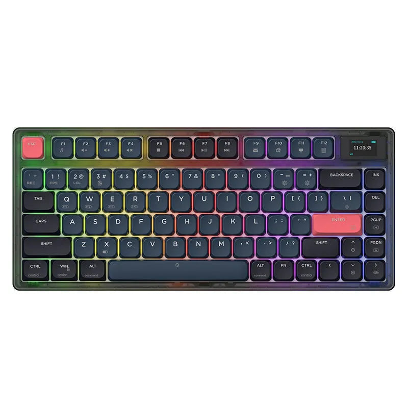 AJAZZ AK832PRO three-mode mechanical keyboard with colour screen and RGB lighting in green or tea colour