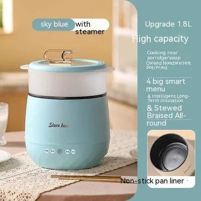 Household mini multi-function rice cooker 1.8L non-stick liner with steamer in beige