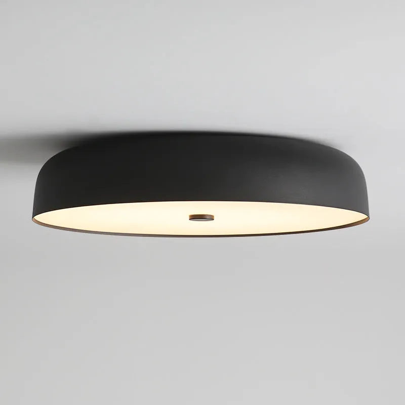 Italian modern minimalist bedroom ceiling lamp with tricolor light remote control in black small size alloy acrylic