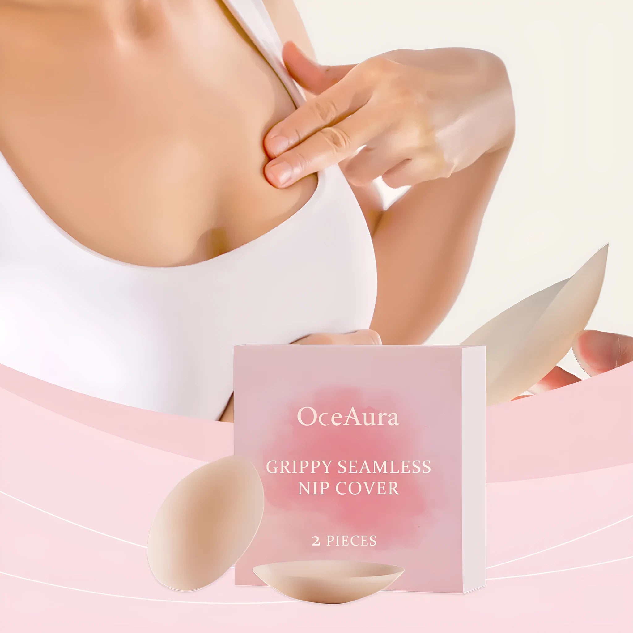 Two clear reusable hydrogel breast patches for discreet milk leakage coverage.