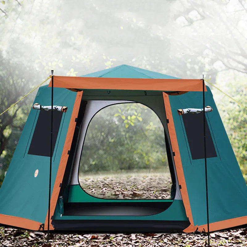 Fully automatic camping tent with all-aluminium hydraulic frame, snow skirt, Oxford cloth, Blue Coffee Green options
