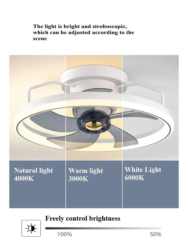 Modern ceiling fan light with white blades and integrated lighting fixture