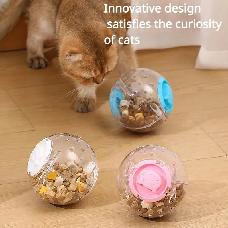 Blue slow feeding ball for dogs and cats with food leakage design, 11.5cm diameter