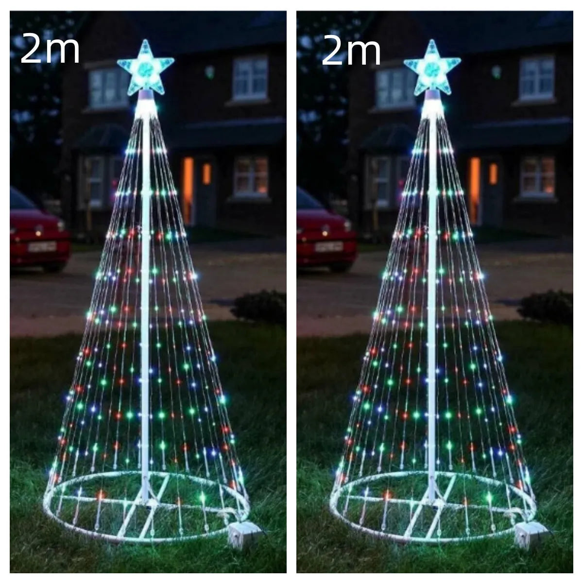 Multi-colour LED animated outdoor Christmas tree lights for garden decoration
