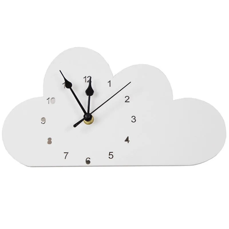 Wooden cartoon alien-shaped wall clock in a chosen design and colour, such as a pink crown or grey rabbit motif.