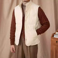 Men thick loose white duck down jacket in apricot, Japanese Korean casual style