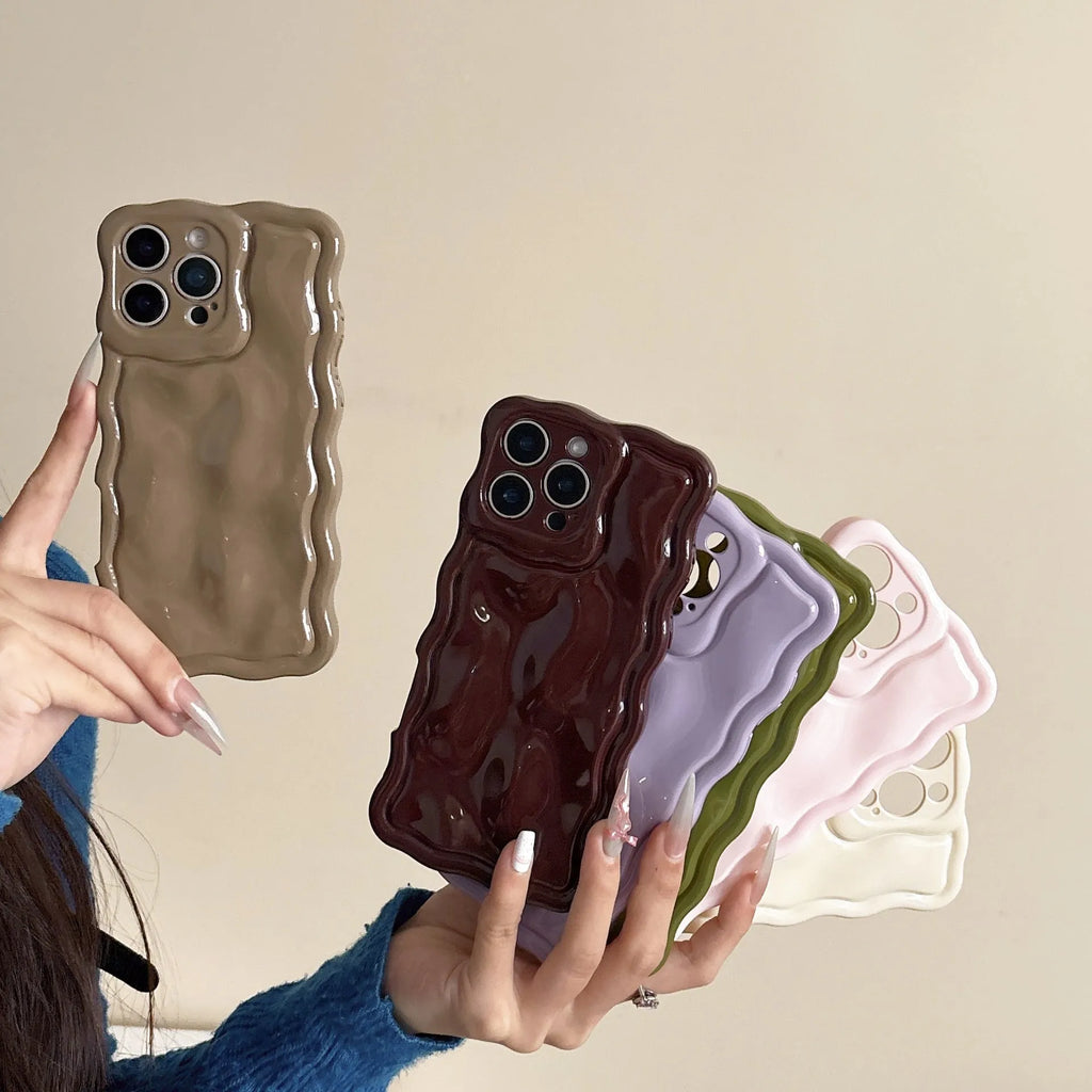 Simple solid colour water ripple TPU phone case with anti-fall and anti-fingerprint coating for iPhone