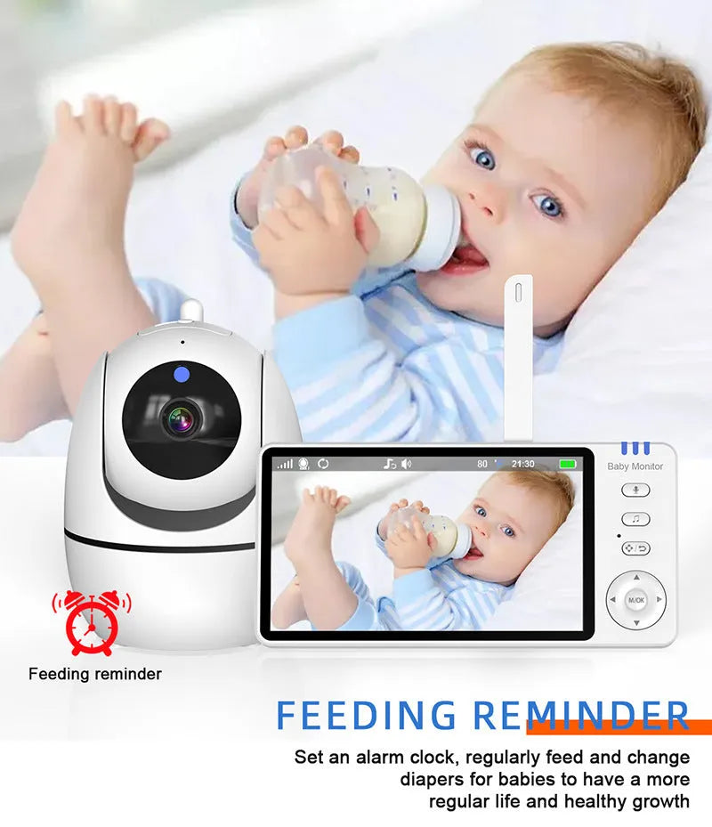 White wireless baby monitor with 5-inch HD screen and temperature display