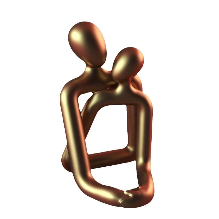 Modern simplicity loving couple resin statue in milky white or gold colour for home decor