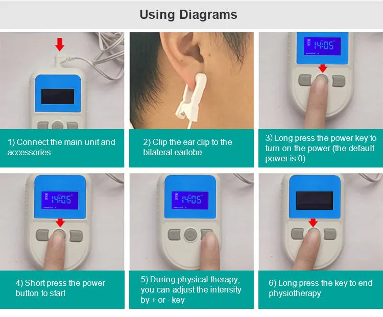 White low frequency pulse therapy instrument for sleep aid with USB port and compact dimensions