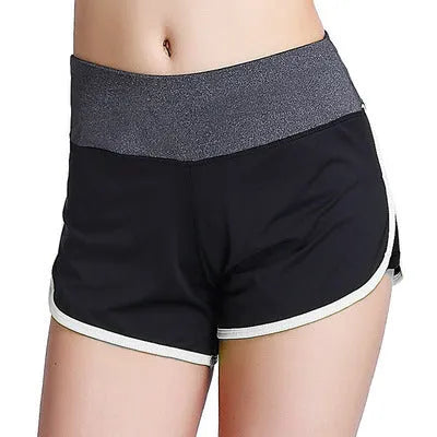 Fake two-piece women's sports shorts with liner in milk silk nylon, available in blue, green, orange, pink and white