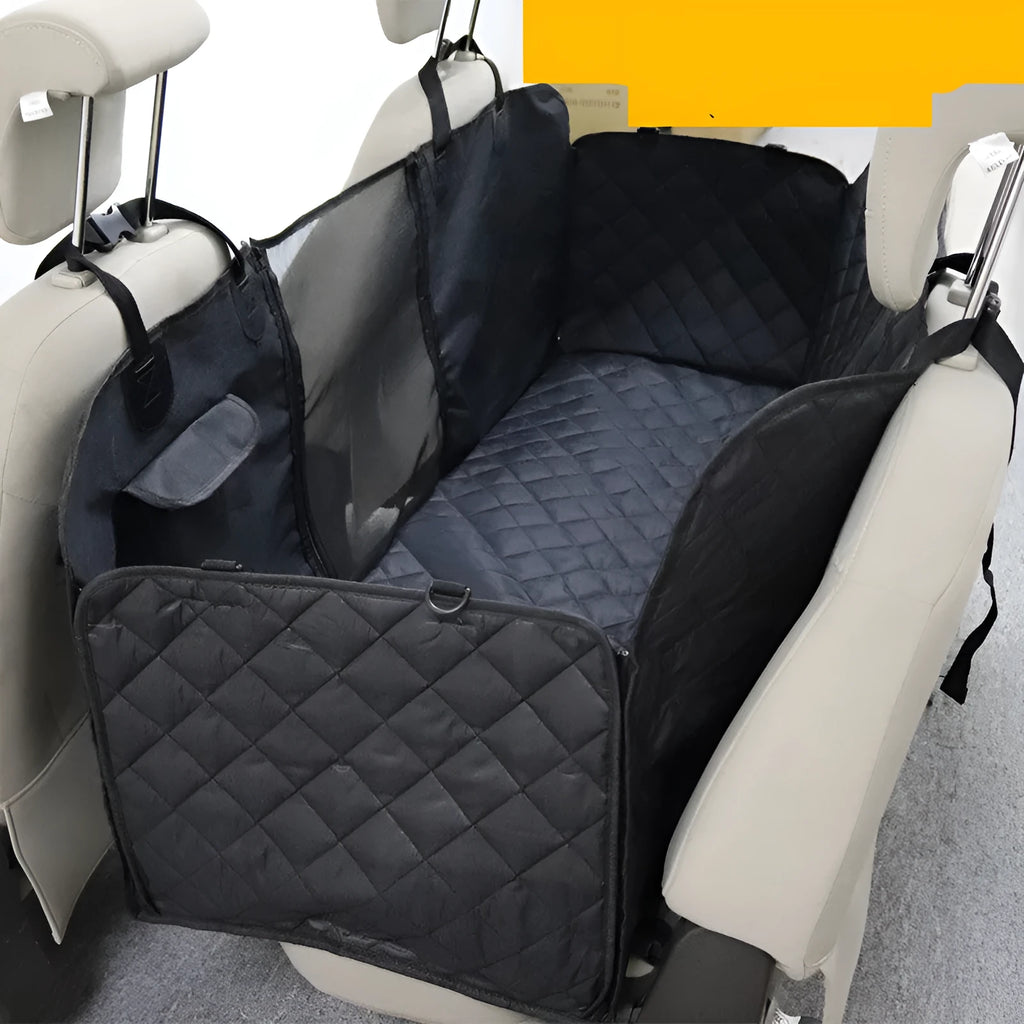 Black car dog mat with isolation net and pocket on rear seat, 137x147cm, 600D Oxford cloth