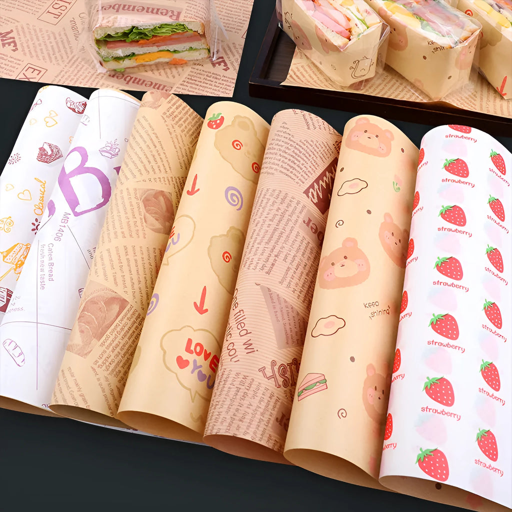 Food grade oil-absorbing paper sheets raw wood pulp coated paper 28x38 cm kraft style microwaveable