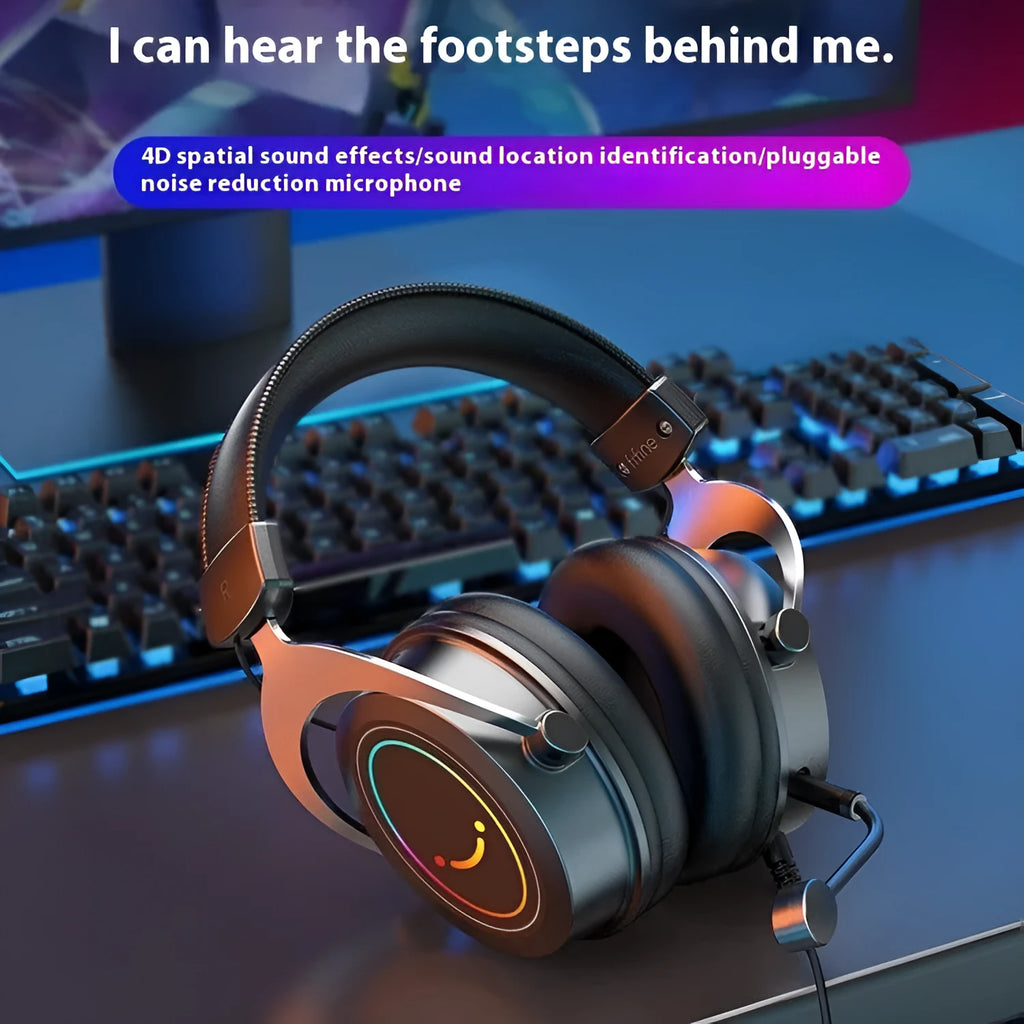 H3 black wired gaming headset for e-sports with 4D sound effect and zero latency