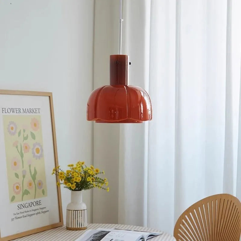 Medieval retro-style glass bud chandelier pendant light with a choice of six colours.