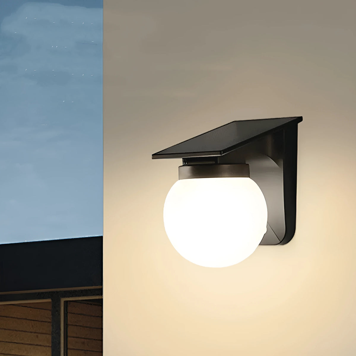 Solar outdoor wall lamp with seven LED beads, ABS shell, PC lampshade, IP55, 172x165x190mm