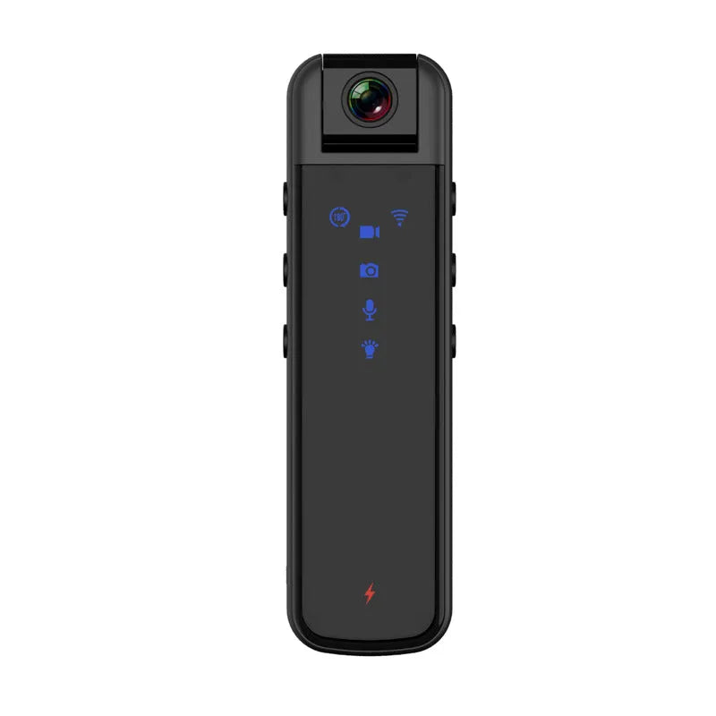 Black HD camera recorder with back clip and magnetic mount, including 16GB memory card