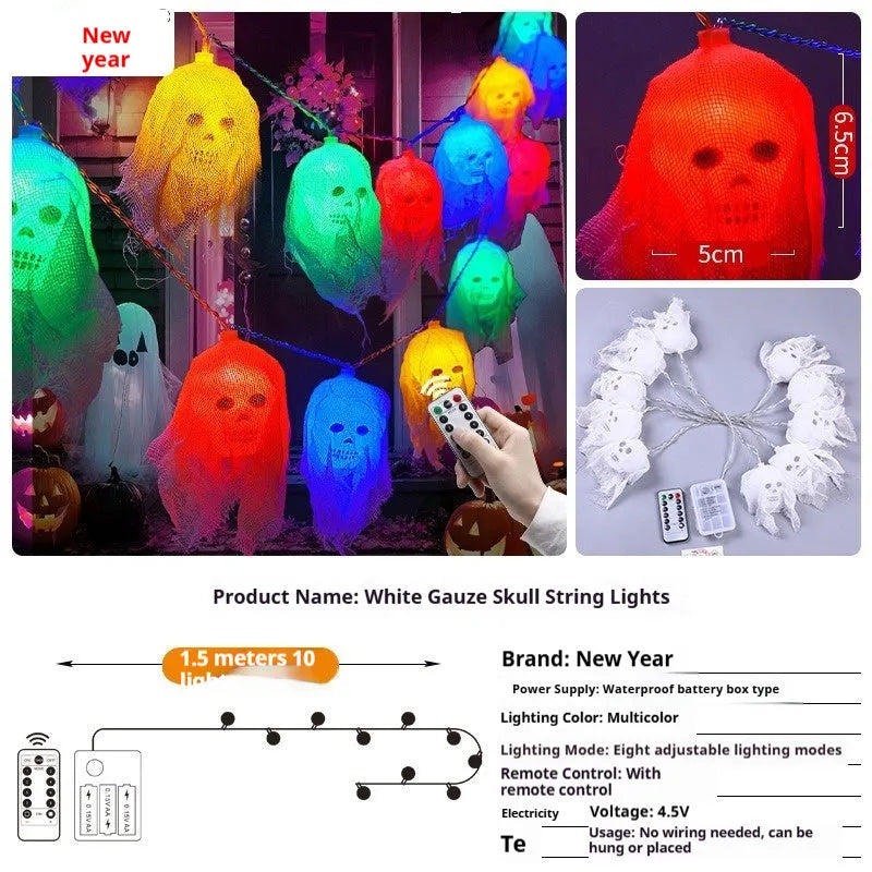 Battery powered Halloween LED coloured lights for indoor wall decoration in plastic shell