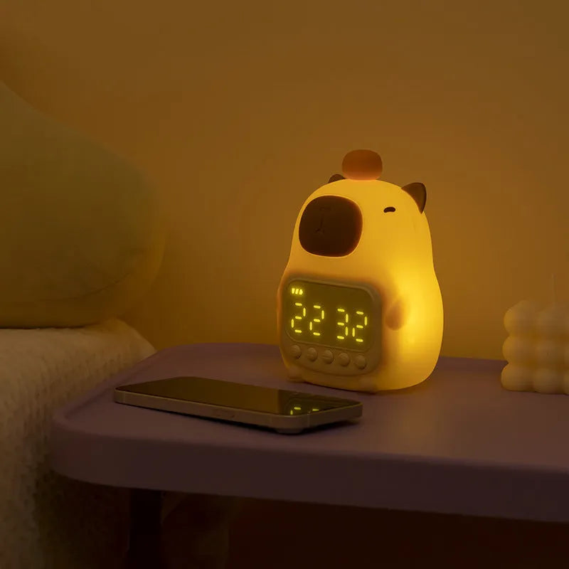 Silica gel alarm clock small night lamp rechargeable dimming night light with 1500mAh battery