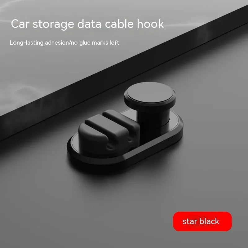ABS silicone car storage hook for data cable organisation in dark green colour