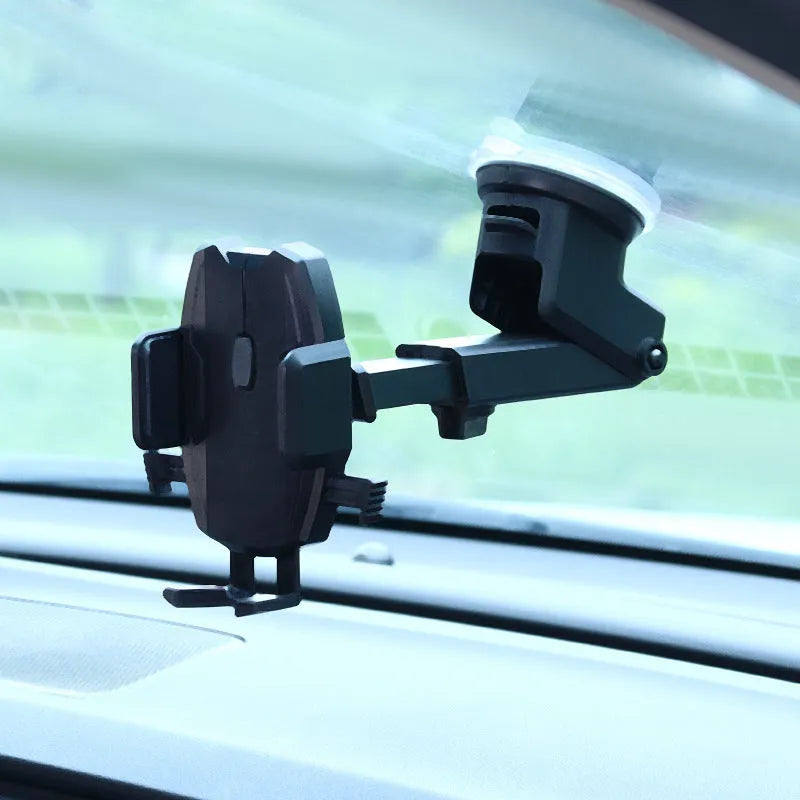 Snap-in car phone holder in black, red, or blue ABS for air outlet, instrument panel, or windshield