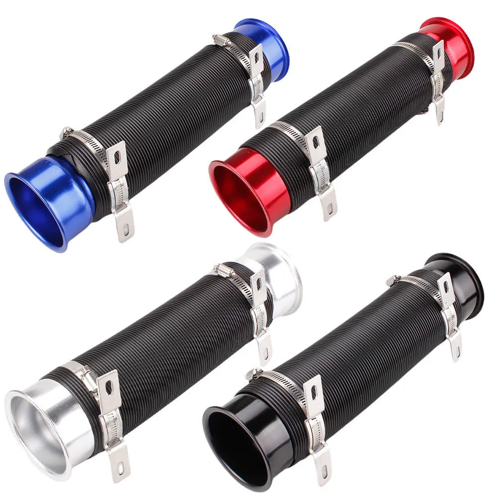 Car modification adjustable aluminium alloy telescopic turbo intake guide tube 345x92mm in silver