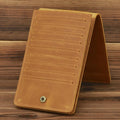 Men's slim leather card wallet in first-layer cowhide with 18 card slots, a money compartment, and a mobile phone slot.