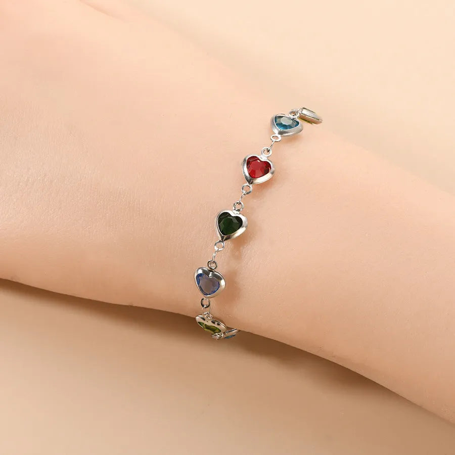 Geometric heart-shaped stainless steel bracelet with colourful electroplated finish