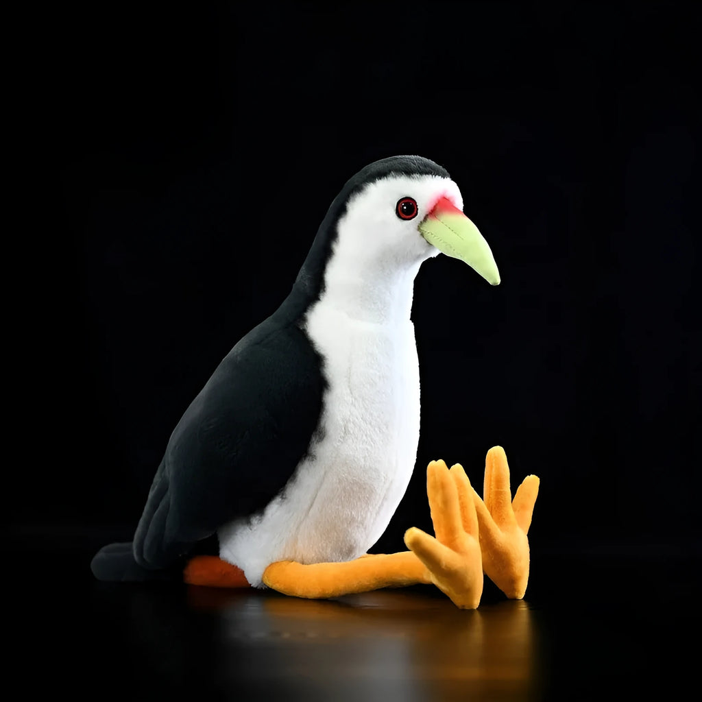 White-bellied rail plush toy 27cm polyester realistic white-faced rail doll on white background