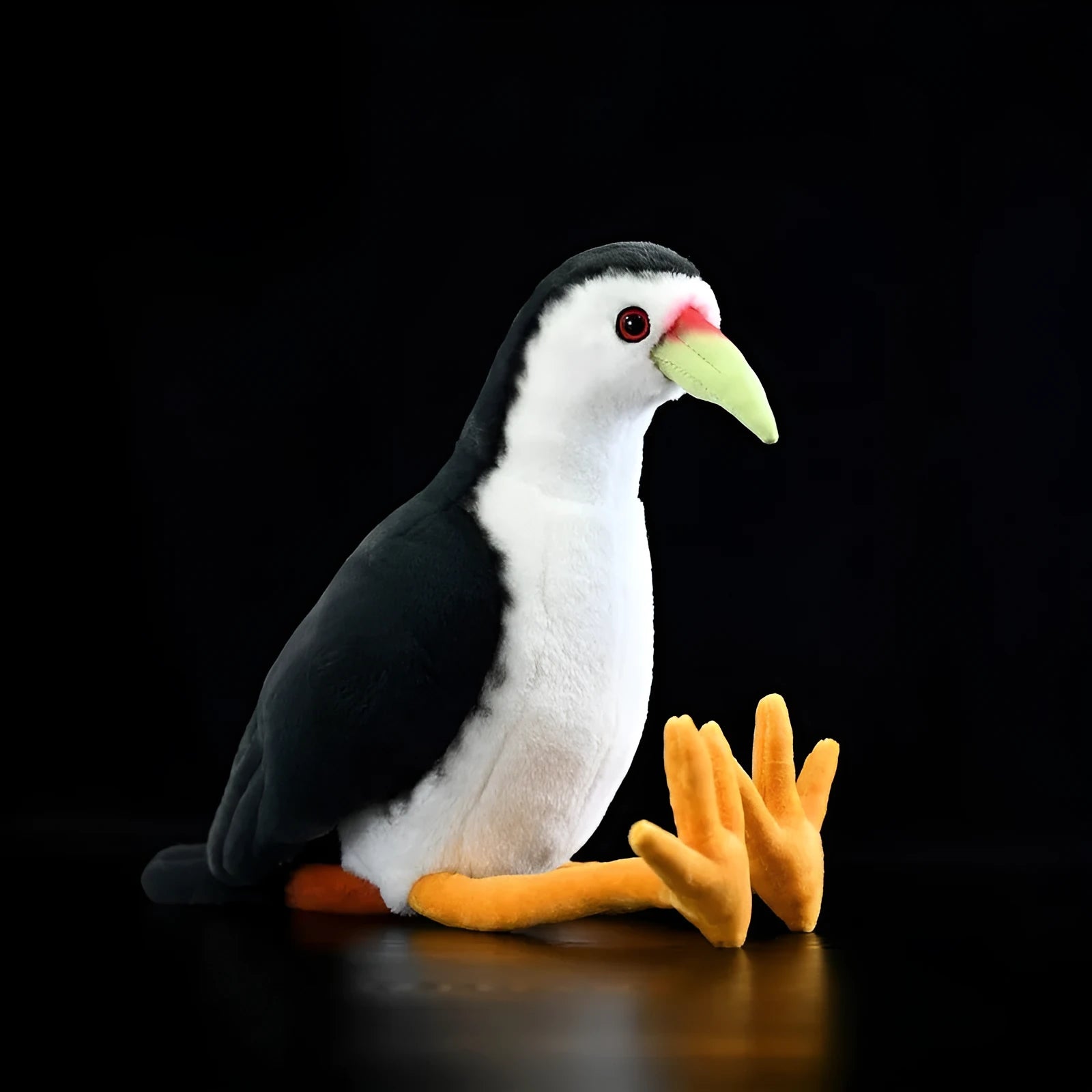 White-bellied rail plush toy 27cm polyester realistic white-faced rail doll on white background