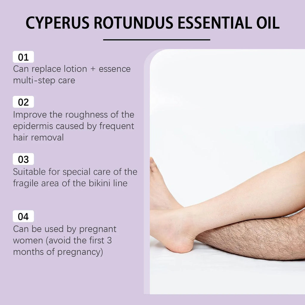 60ml bottle of fragrant hair removal treatment softening oil with botanical extracts.
