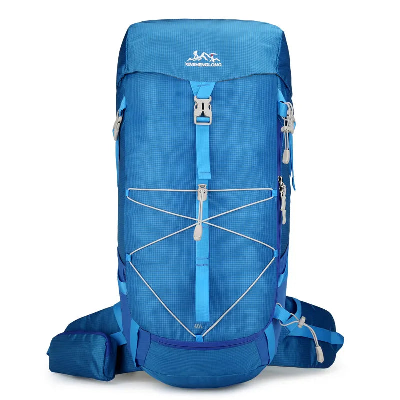 New outdoor mountaineering bag in baby green with large capacity, lightweight and waterproof for hiking camping