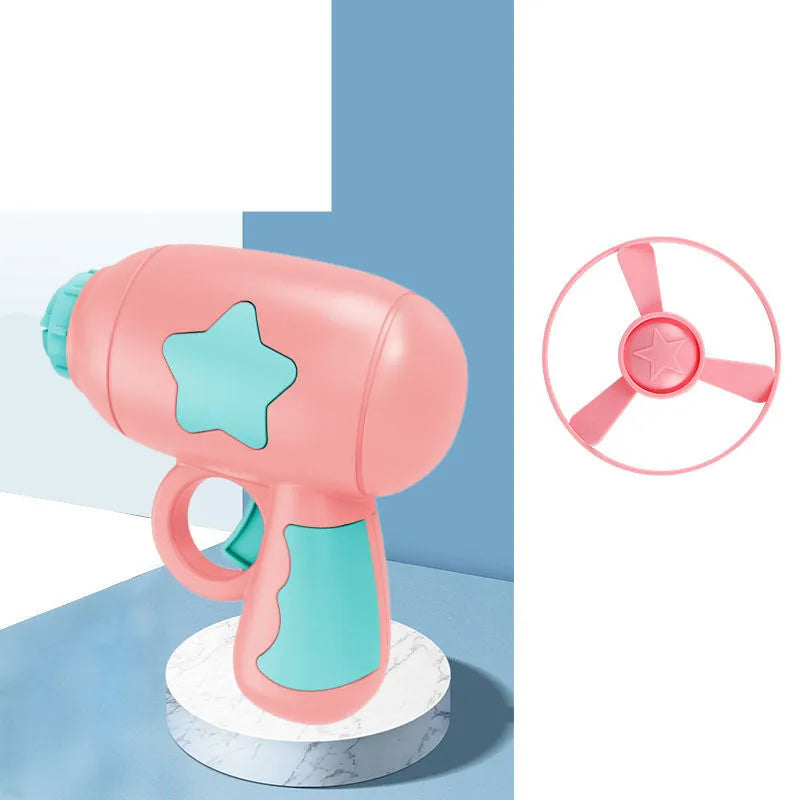 LED light dragonfly flying disc launcher toy set with blue launcher and colourful discs