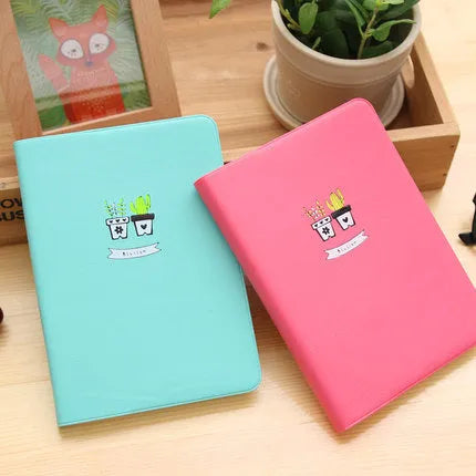 Leather handbook notebook in A6 size with beige paper, available in blue cover