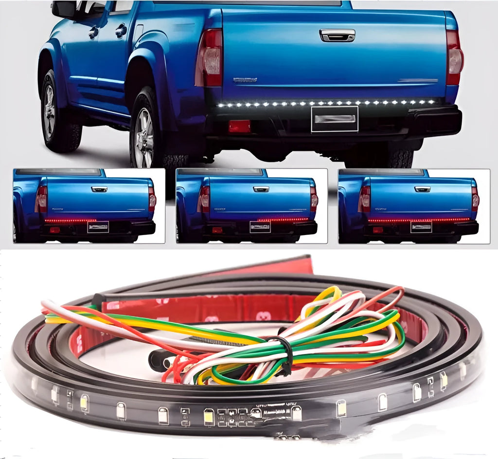 Red white LED tail light bar for American pickup trucks with 108 SMD2835 LEDs and triple mode operation