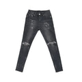 Grey low waist micro-elastic jeans with zip placket, sizes 30-36, youth leisure trousers