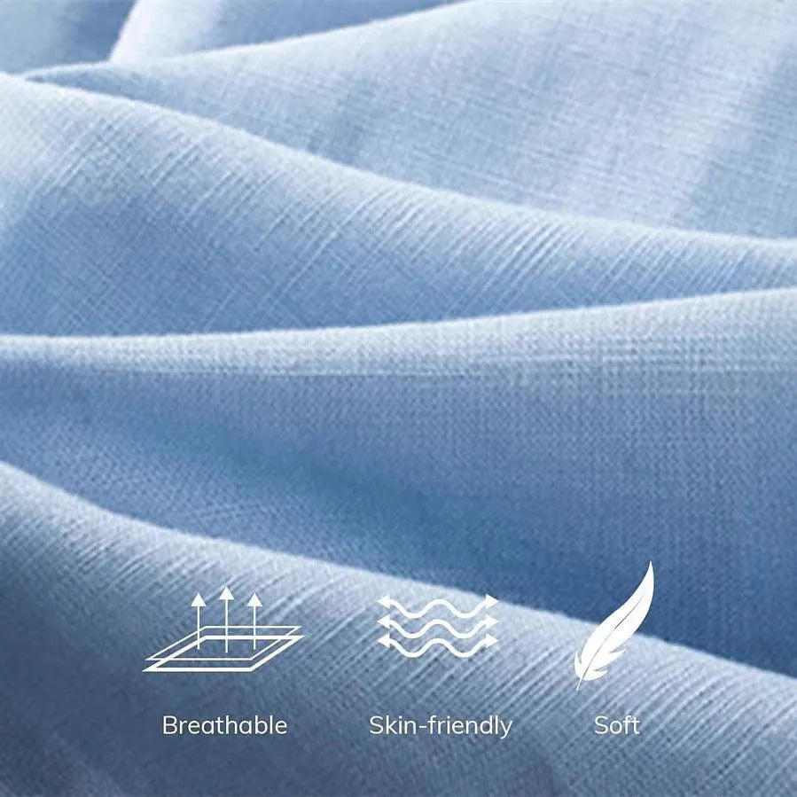 Cotton linen lapel shirt vest in blue, loose fit cardigan style with simple solid colour finish
