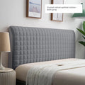 Simple style solid colour bedside protective cover in Crystal Velvet Ice Silk, shown in light gray on a bed