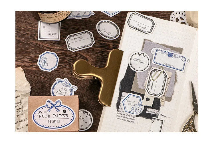 Mini Label Series retro base paper, 45 sheets, 62x45mm, specialty paper, four-colour printing, kraft box