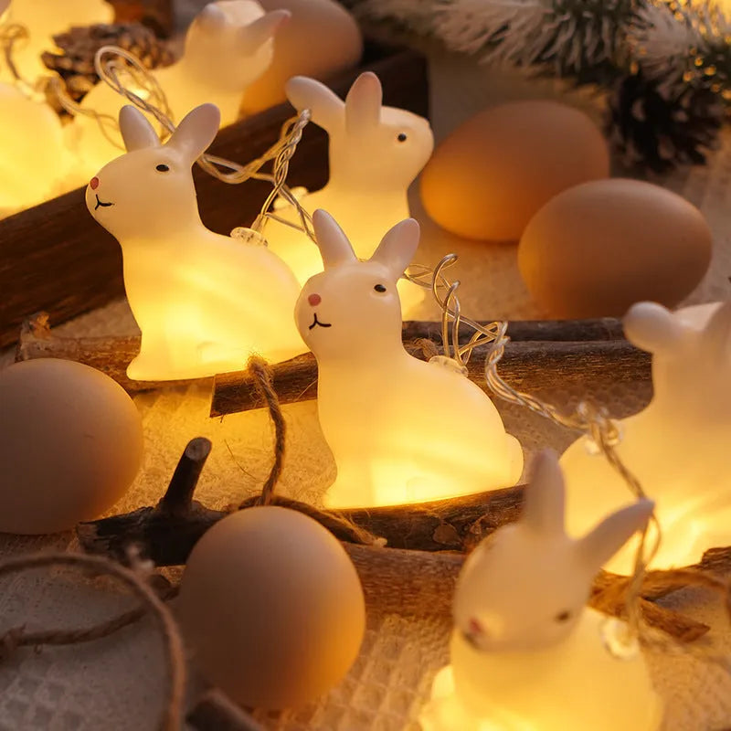 Easter plastic egg lamp string with 10 warm white lamps on a dark background