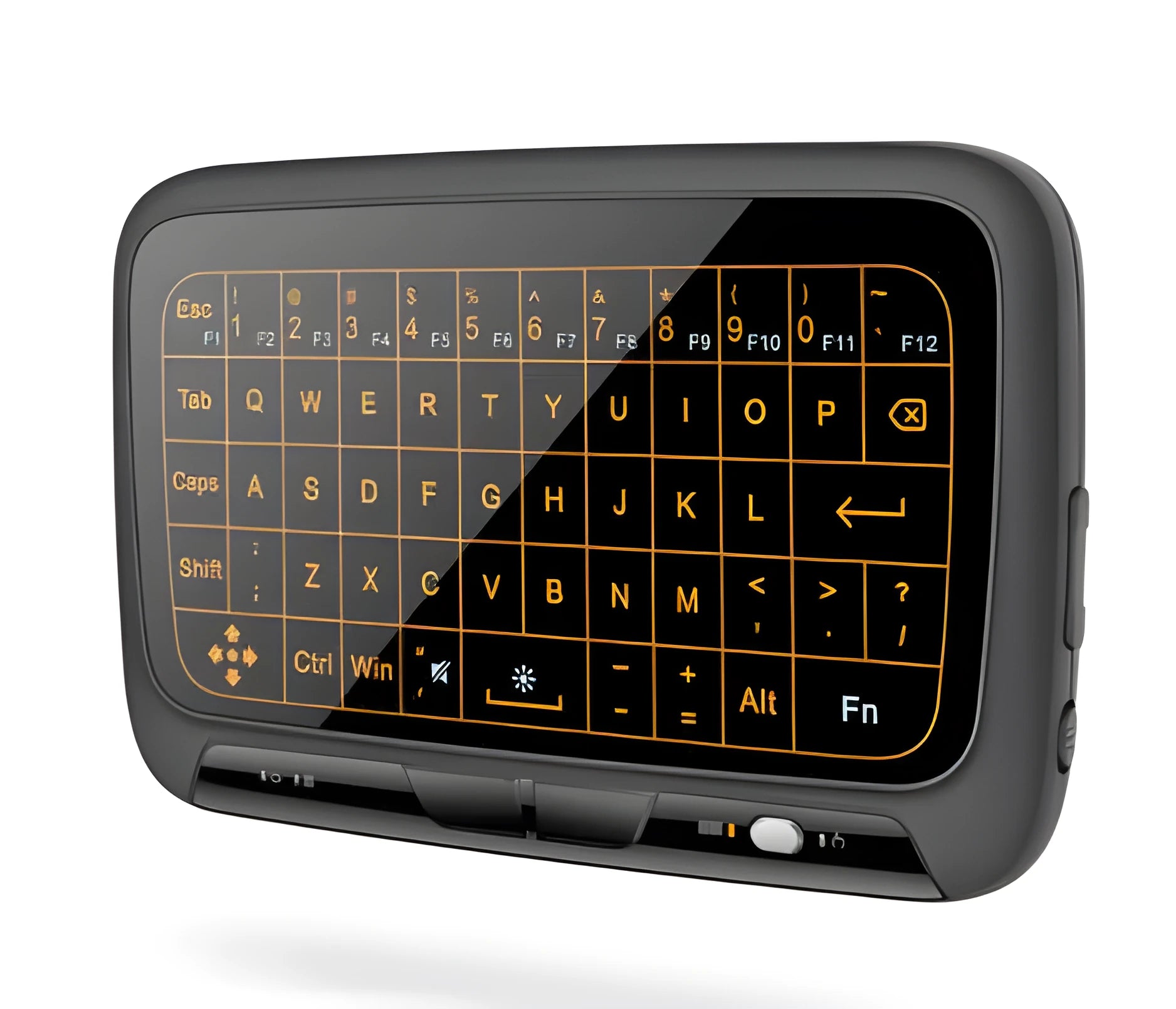 H18 mini wireless keyboard with backlit keys and touchpad in black