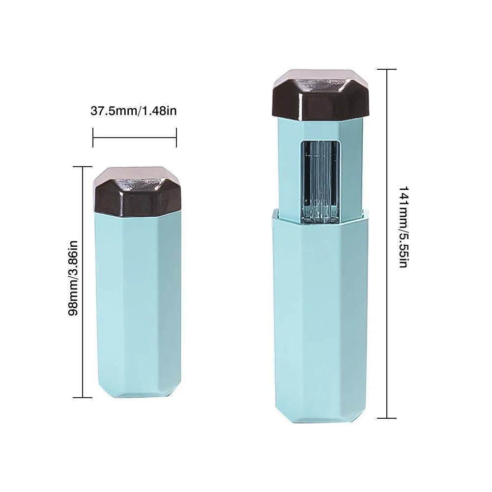 Portable UVC ozone USB germicidal wand steriliser in blue, folded size 37.5x37.5x98mm
